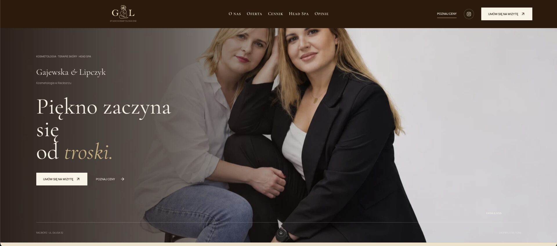 Projekt strony Gajewska & Lipczyk — Strona WWW / Kosmetologia