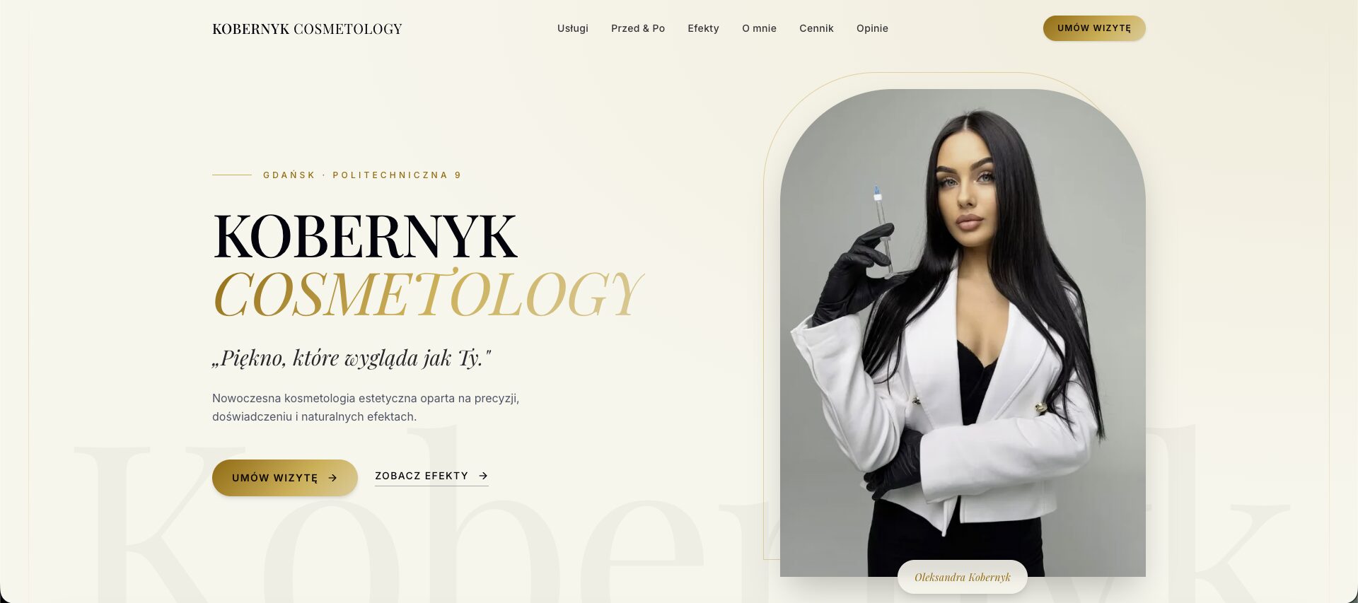 Projekt strony Kobernyk Cosmetology — Kosmetologia estetyczna